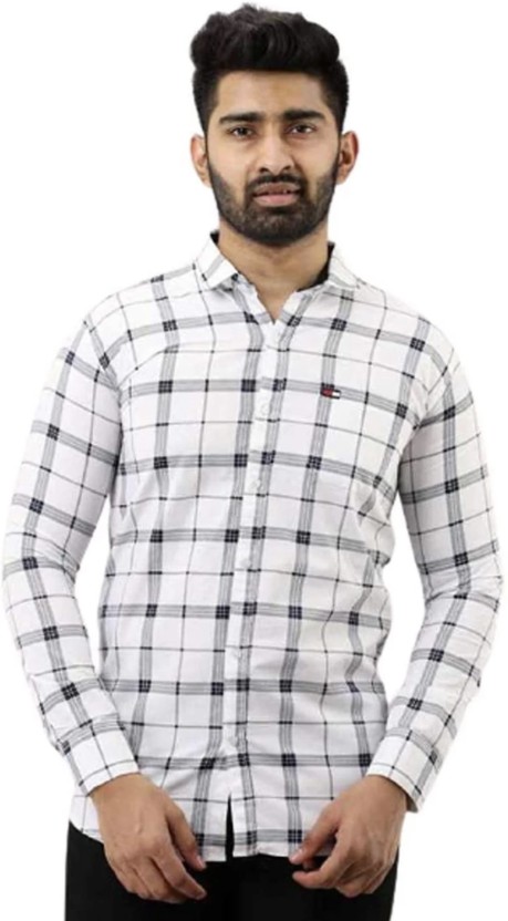 Men Super Slim Fit Checkered Spread Collar Casual Shirt