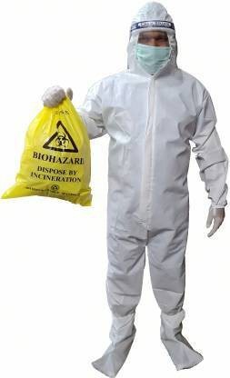 kush fashion PPE Kit (Full Body) (White) SITRA & CE Certified Laminated PPE KIT with Full Body Coverall, Latex Gloves, Shoe Cover, Face Mask, Face Shield, Complete PPE kit Safety Jacket  (White)