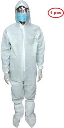 kush fashion white coverall 1 ppe kit Safety Jacket  (white)