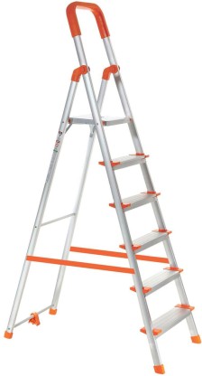 ProHome 6 Steps Anti Slip Shoes Aluminium Ladder  (With Platform)