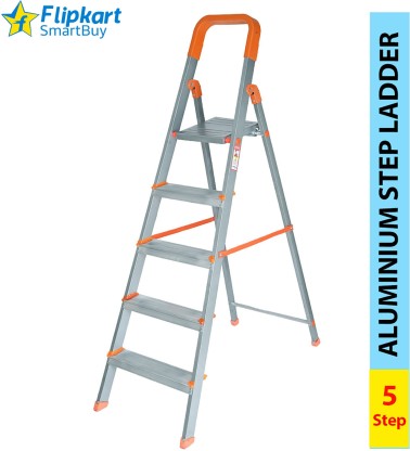 Flipkart SmartBuy 5 Step With Solid Platform Aluminium Ladder (Blue /Orange) Aluminium Ladder  (With Platform)