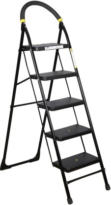 Asian Paints TruCare 5 Steps|Black color|5 Year Warranty|Home Ladder|Anti-Skid, Foldable Steel Ladder  (With Platform, Hand Rail)