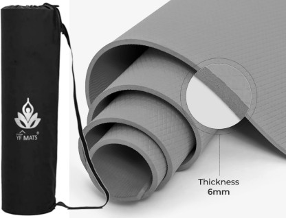 YFMATS EVA plus TPE Anti slip Eco Friendly Grey 6 mm Yoga Mat