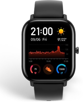 huami Amazfit GTS Smartwatch  (Black Strap, Regular)