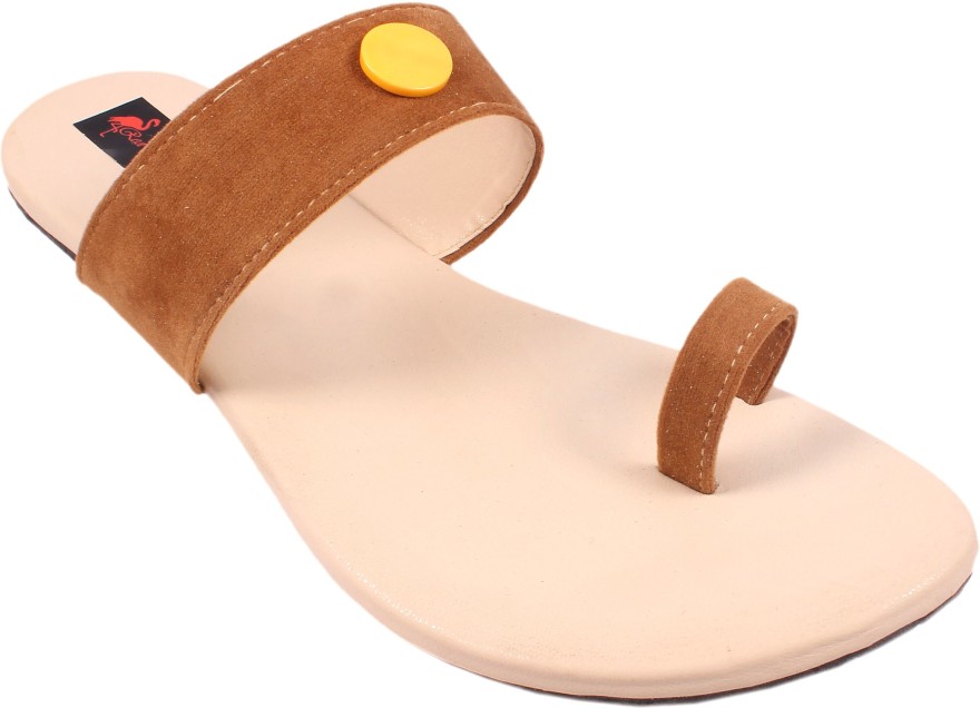 Women Beige, White Flats Sandal
