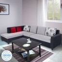Bharat Lifestyle Nano Fabric 6 Seater  Sofa  (Finish Color - Black Grey, DIY(Do-It-Yourself))