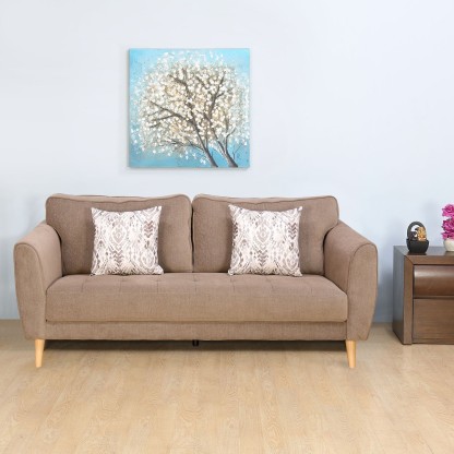 @Home by nilkamal Livia Fabric 3 Seater  Sofa  (Finish Color - Brown, Knock Down)
