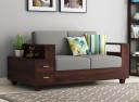 DriftingWood Wooden Sofa Set for Living Room | 2 Seater Sofa Set with Attached End Table Fabric 2 Seater  Sofa  (Finish Color - Walnut, DIY(Do-It-Yourself))