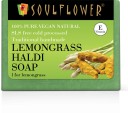 Soulflower Lemongrass Haldi Soap, Pure, Vegan, Natural & Handmade Soap for Skin Soothing  (150 g)