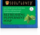 Soulflower Refreshing Peppermint Soap, Pure, Natural & Handmade Cold processed Soap  (150 g)