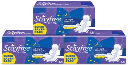 STAYFREE Drymax All Night Sanitary Pad  (Pack of 126)