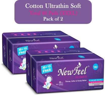 NewFeel Cotton Ultrathin Soft (80 Pieces, XXXL) Purple Sanitary Pad  (Pack of 80)