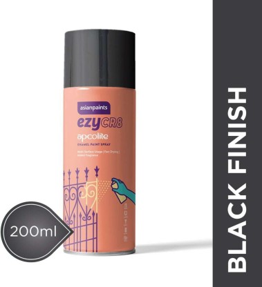 ASIAN PAINTS ezyCR8 Apcolite, DIY Aerosol Gloss Enamel Paint Spray, 200 ml - Black Black Spray Paint 200 ml  (Pack of 1)