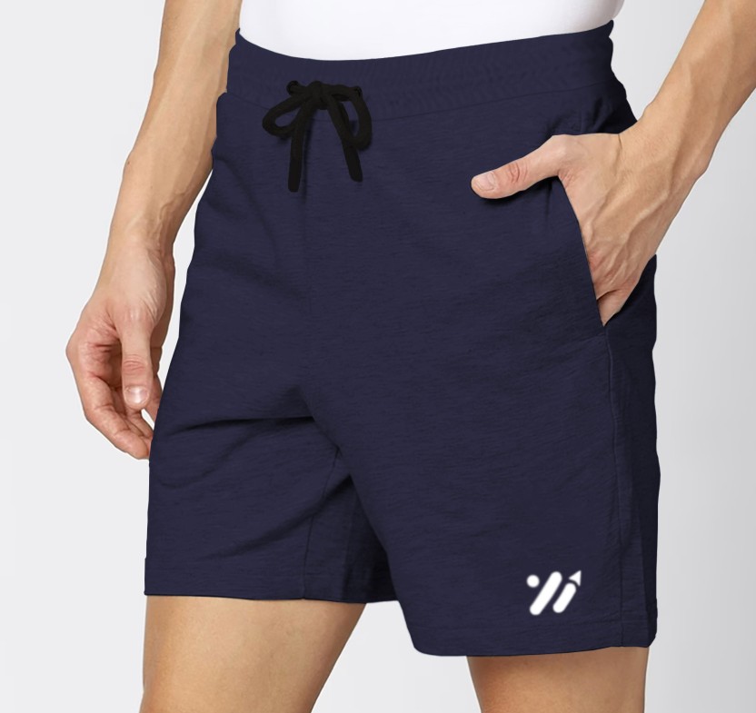 Solid Men Dark Blue Regular Shorts
