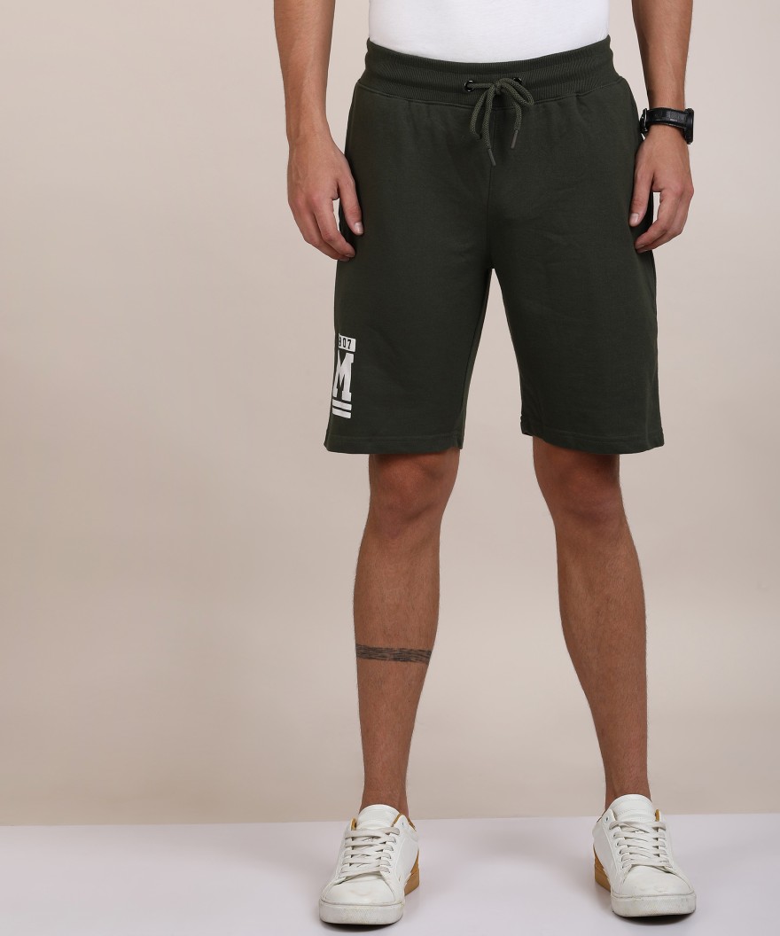 Solid Men Dark Green Regular Shorts