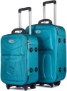 Soft Body Set of 2 Luggage - Ultra Lightweight DP Plain Design| Ergonomic Polyester | Carry On 2 Wheel Spinn - Green
