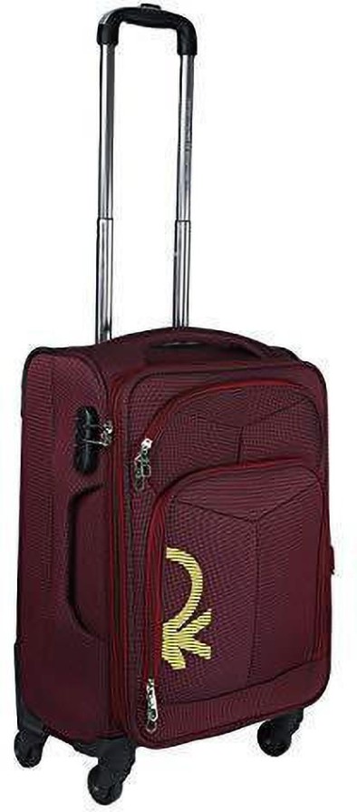 Small Cabin Suitcase (58 cm) - Maroon Benetton Soft Luggage Trolley - Maroon