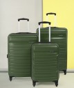 Hard Body Set of 3 Luggage - FLOW Set-3 (30 Inch+ 26 Inch+ 22 Inch) - Dark Green