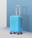 Small Cabin Suitcase (57 cm) - Hard Sided ABS and PC 4 Wheel Spinners, Expandable Bag with Combi Lock(ZX-2583) - Blue