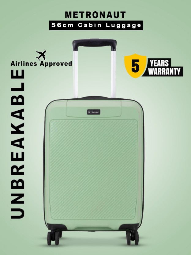 Small Cabin Suitcase (56 cm) 4 Wheels - Hero 20 Inch Pista Green Premium PP Hard-Sided Luggage Trolley with Number Lock - Green