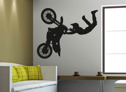 Decor Villa 23 cm Decor Villa Bike stant Wall Sticker Large - Size (28 x 23) Inch Sticker  (Pack of 1)