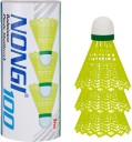 Nongi Badminton Plastic Shuttlecock For Indoor and Outdoor Badminton Shuttle Sports Plastic Shuttle  - Yellow  (Medium, 77, Pack of 3)