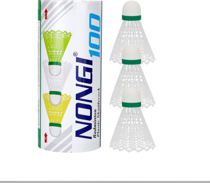 Nongi Badminton Plastic Shuttlecock For Indoor and Outdoor Badminton Shuttle Sports Plastic Shuttle  - White  (Medium, 77, Pack of 3)