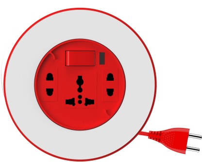 Gold Medal Plano 2Pin 5m 3  Socket Extension Boards  (White, Red)