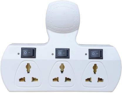 DPKRADHE ENTERPRISES EX-BO-D00102/ -3+3-Plug in 12 A Three Pin Socket 3  Socket Extension Boards  (White)