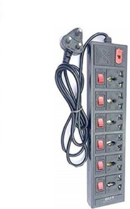 MSNL 6+6 extension board with highly durable quality iox one Led 6  Socket Extension Boards  (Black, 3 m)