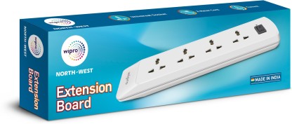 Wipro Extension Board with 4 Universal Sockets and 2 meter long cord 4  Socket Extension Boards  (White)