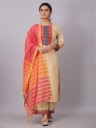Floral Print, Embroidered, Woven Kurta, Palazzo & Dupatta Set