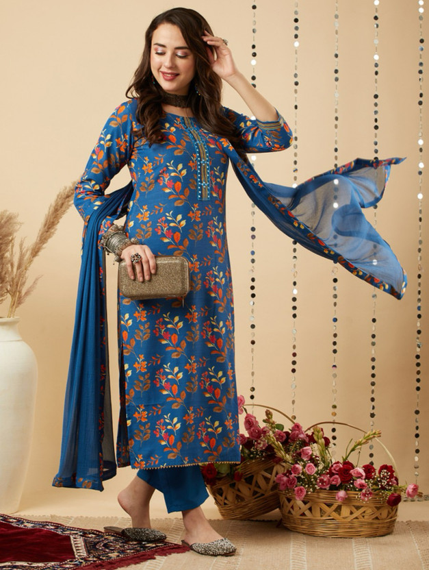 Printed Kurta, Trouser/Pant & Dupatta Set