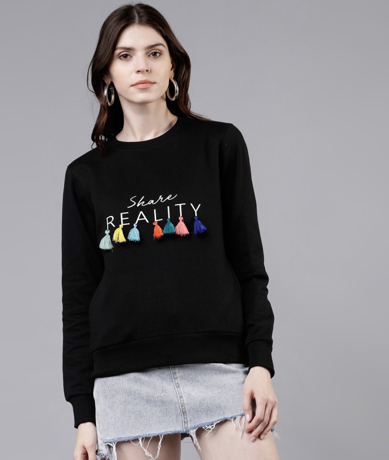 Full Sleeve Self Design Women Sweatshirt