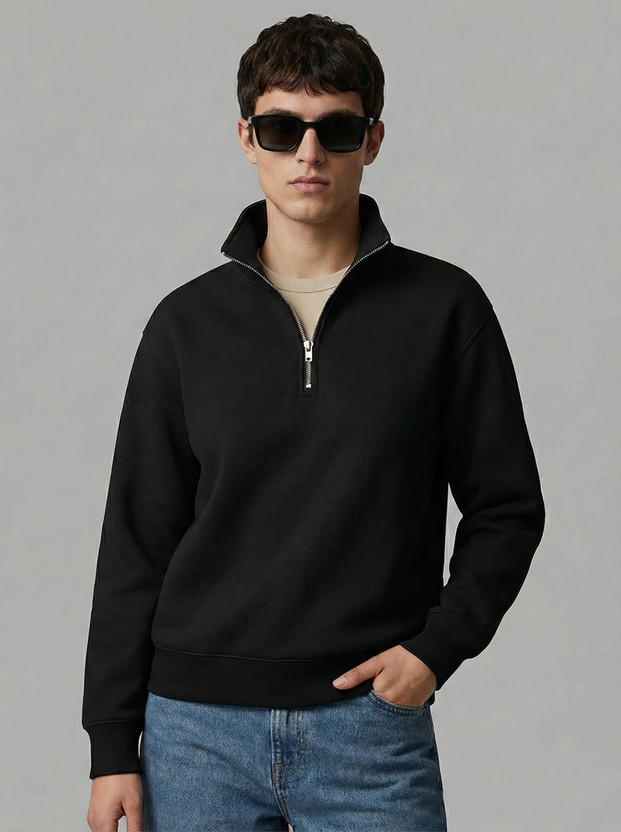 METRONAUT - Stylish Men's Half Zipper Fleece Solf & warm Sweatshirt for Winter Wear Full Sleeve Solid Men Sweatshirt