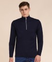 Solid High Neck Casual Men Blue Sweater