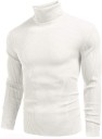 Men Solid High Neck White Sweater