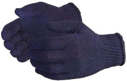 SS & WW 35 Gram Cotton Knitted (1 Pair) Blue Nylon  Safety Gloves  (2)