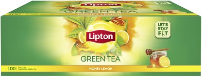 Lipton Honey, Lemon Green Tea Bags Box  (100 Bags)