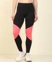 Color Block Women Black, Pink Tights