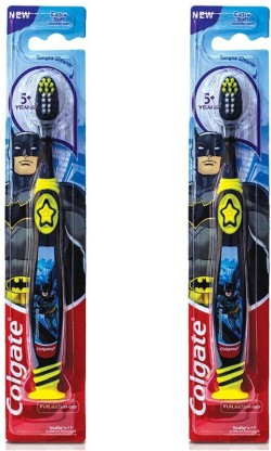 Colgate Kids Batman, Extra Soft with Tongue Cleaner Extra Soft Toothbrush  (2 Toothbrushes)