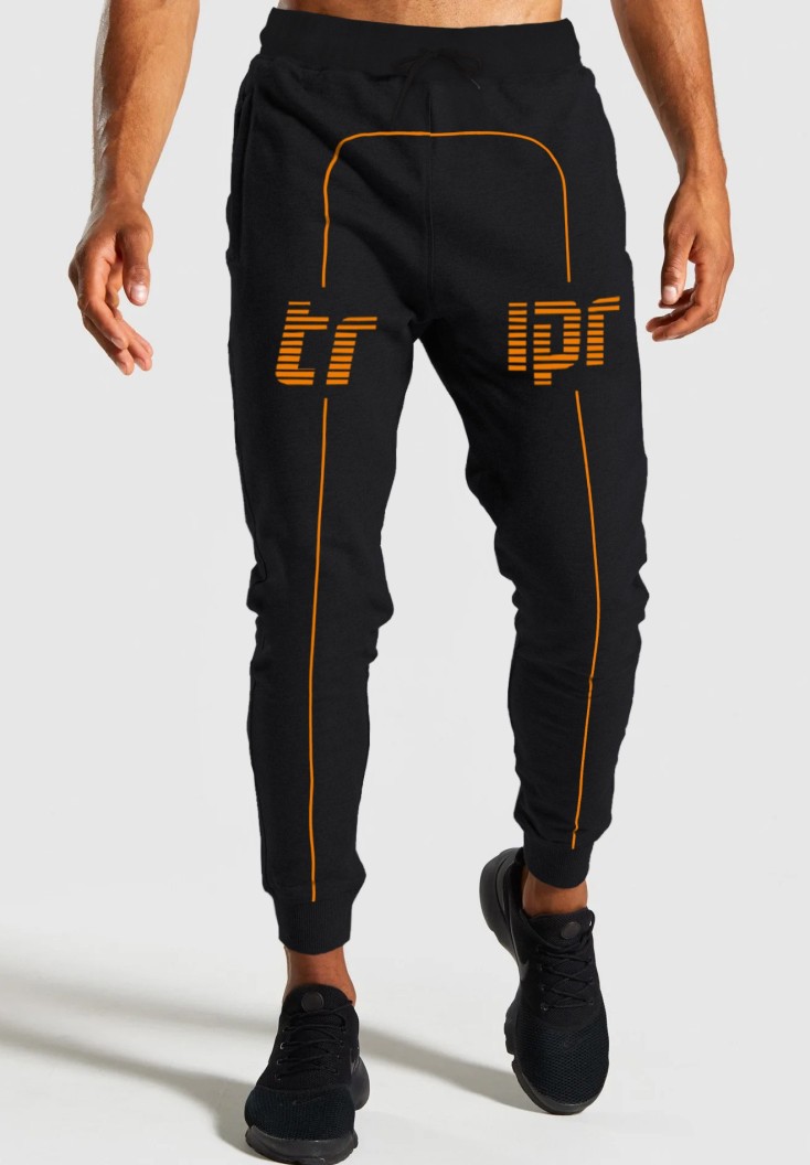 Printed Men Black, Orange Track Pants