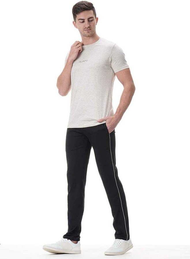 Solid Men Black Track Pants