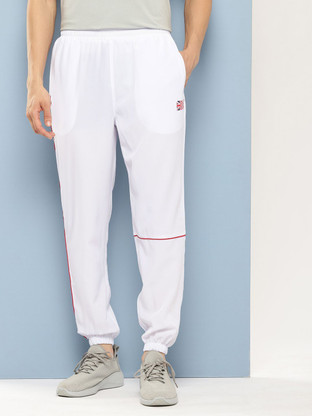 Men Self Design White Track Pants