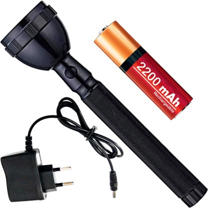 OT SUPER Rechargeable 2 Mode 700 Meter Long Range Waterproof LED Outdoor Lamp Search Light 2W Flashlight Torch Lamp Emergency Light 2200 mAh Battery Torch  (Black : Rechargeable)