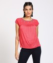 Casual Cap Sleeves Self Design Women Pink Top