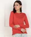 Casual Cuffed Sleeves Self Design Women Red Top