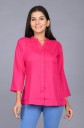 Casual Regular Sleeves Solid Women Pink Top