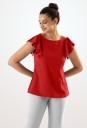 Casual Flared Sleeves Printed Women Red Top
