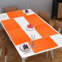 LooMantha Rectangular Pack of 6 Table Placemat  (Orange, PVC)